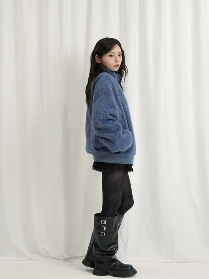 mohair snap blouson