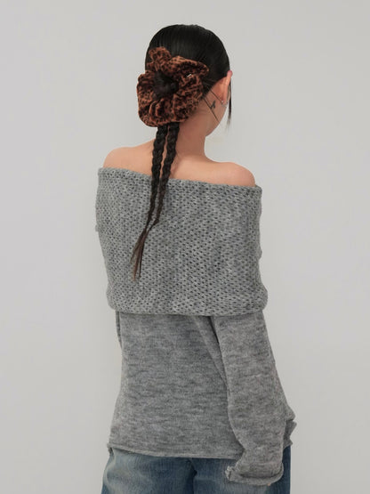 wool off shoulder knit