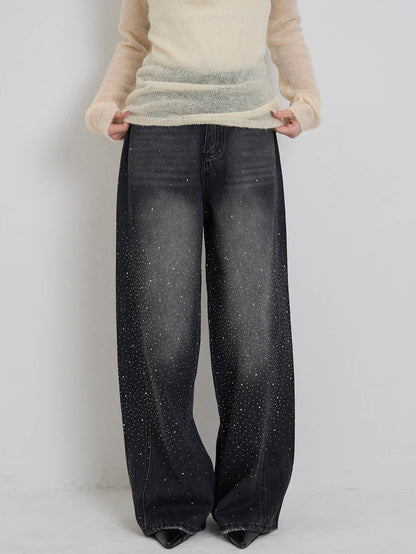 glitter wide denim pants
