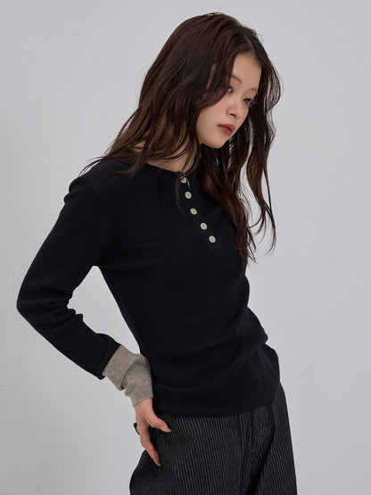 bicolor button round tops