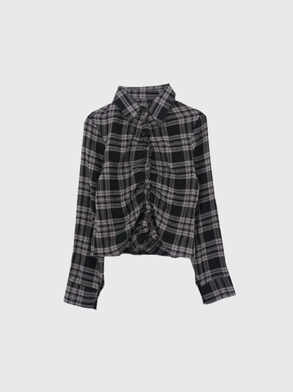 check frill blouse shirt
