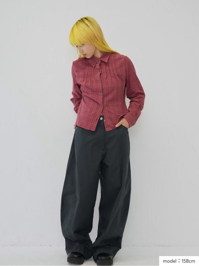 sleeve detail check shirt
