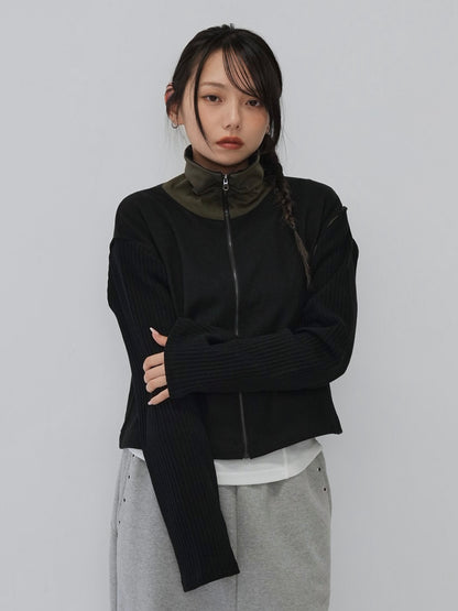 color block two way zip jacket