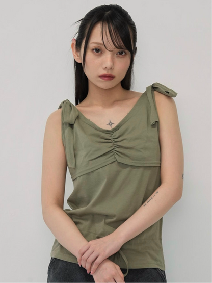 ribbon strap gather tops