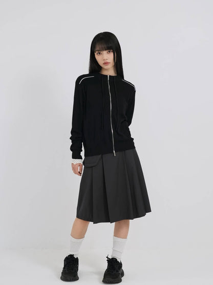 w zip line knit tops