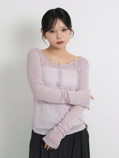 sheer button cardigan
