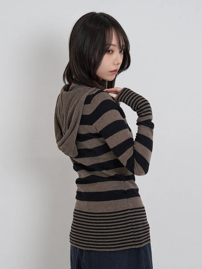 tight stripe hood knit