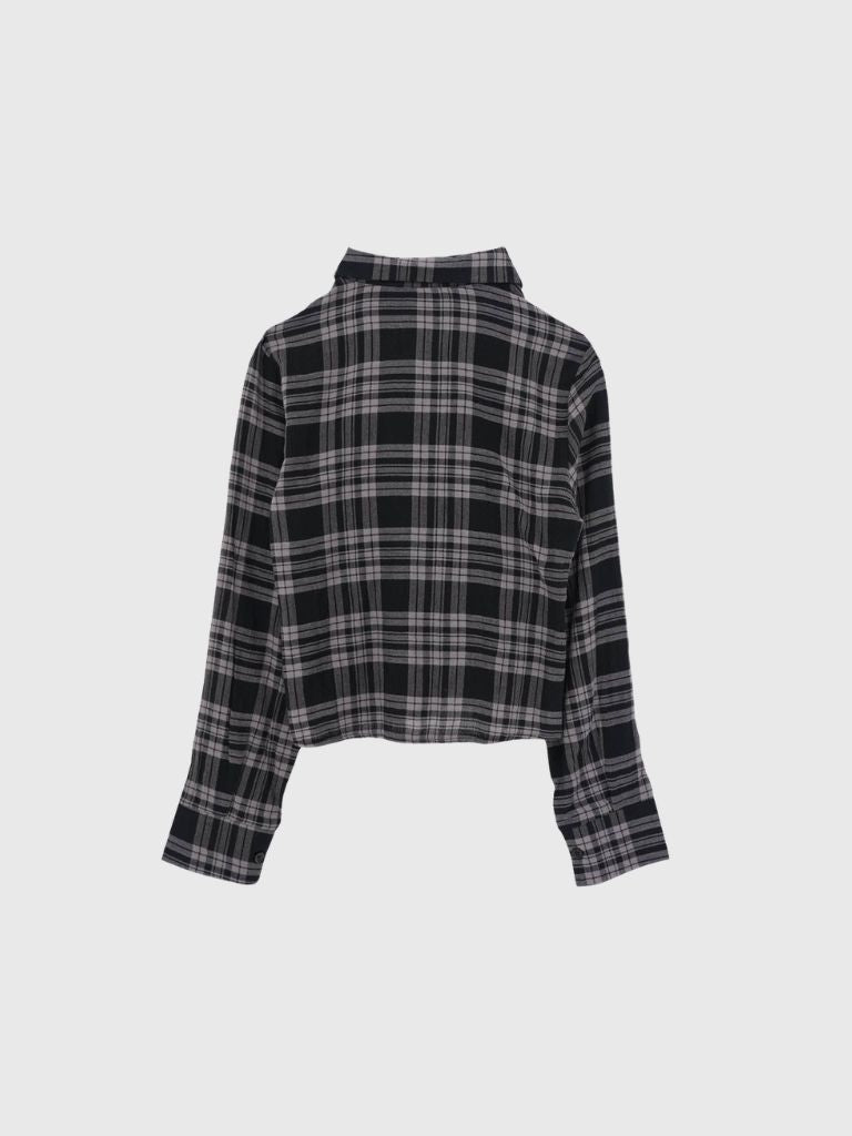 check frill blouse shirt