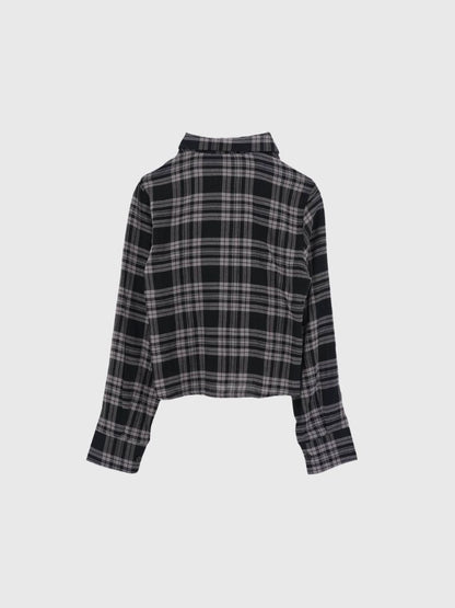 check frill blouse shirt