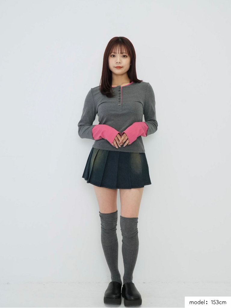 half button bicolor tops #2