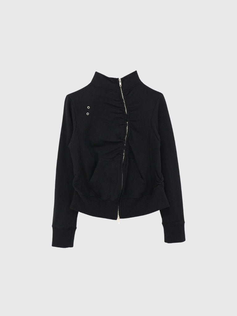 eyelet wave zip tops