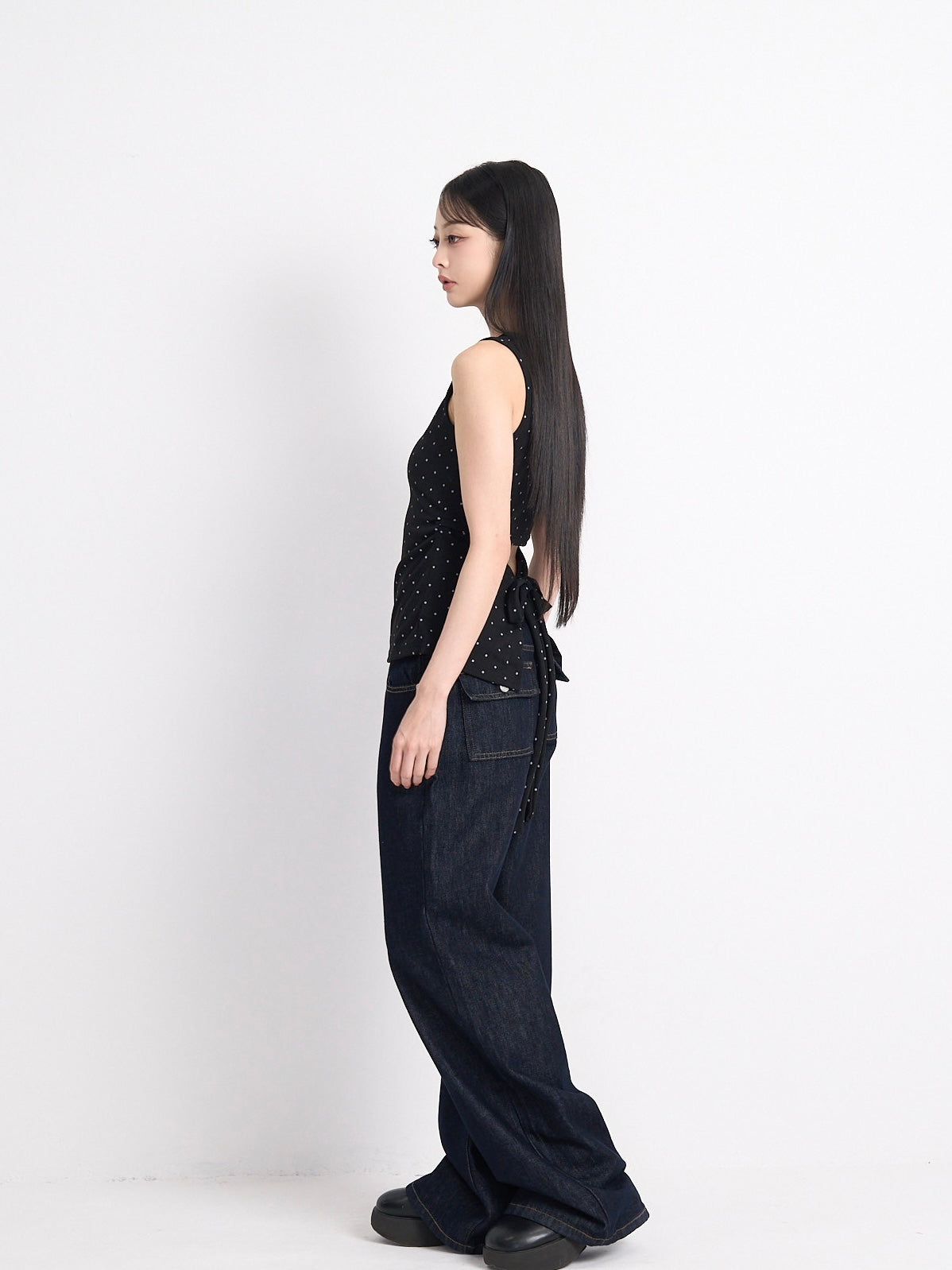 open back ribbon dot tops