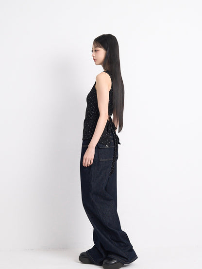 open back ribbon dot tops