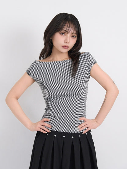 gingham off shoulder tops