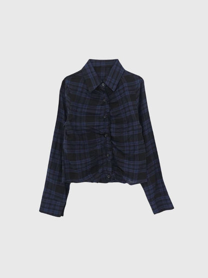 check frill blouse shirt