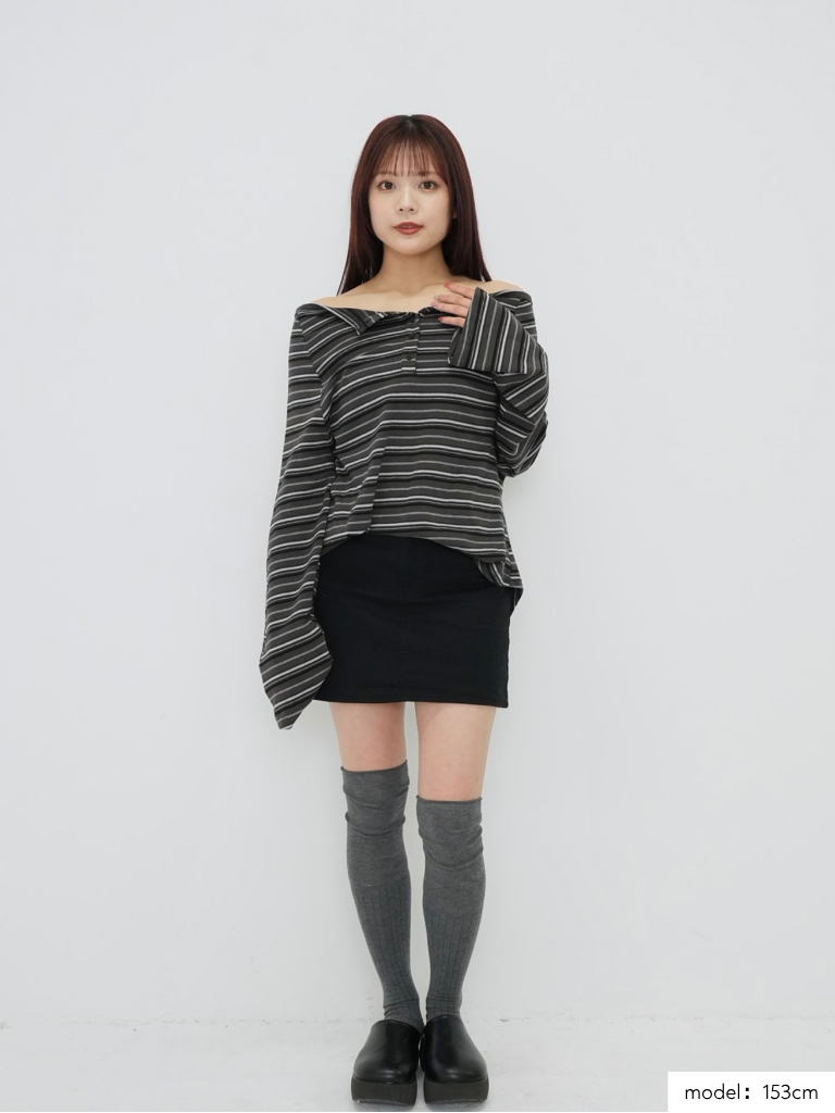 stripe button off shoulder t – enewdnina