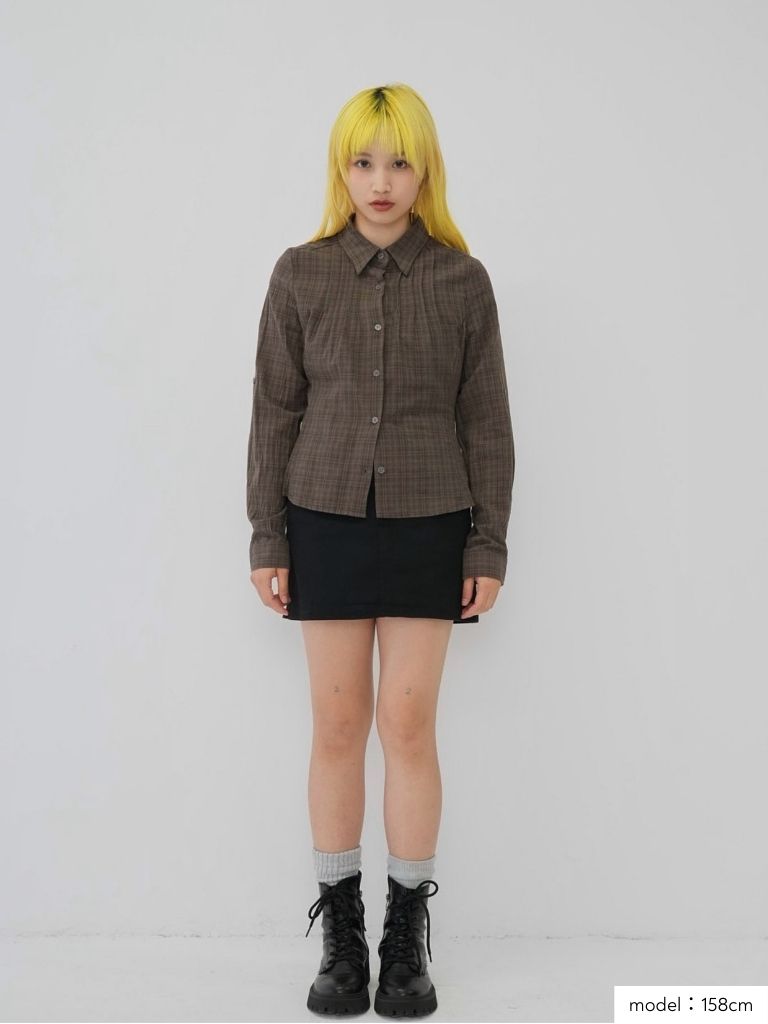 sleeve detail check shirt