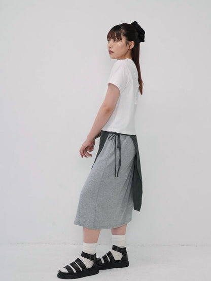 dot layered long skirt