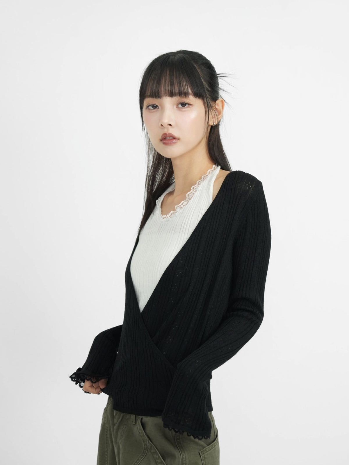 deep v neck cardigan