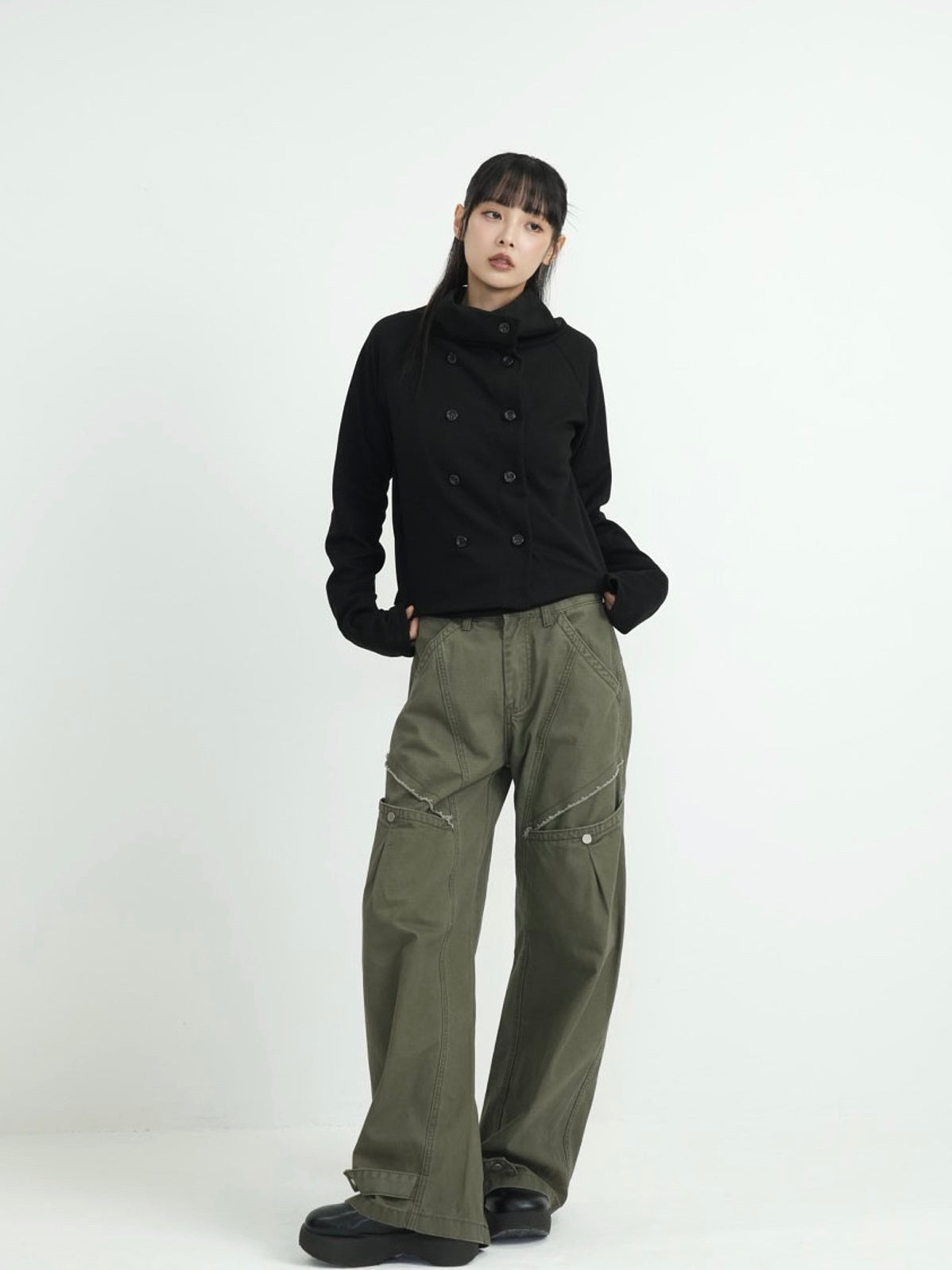 minimal double button cardigan
