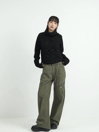 minimal double button cardigan