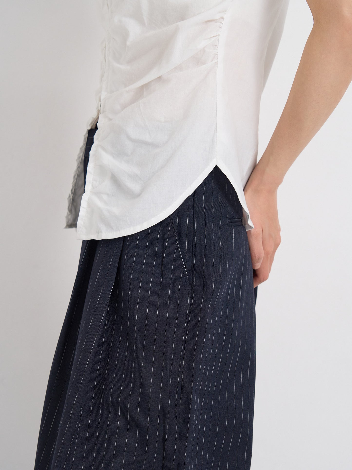 wide stripe tuck pants