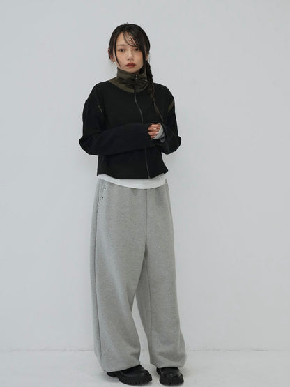 color block two way zip jacket