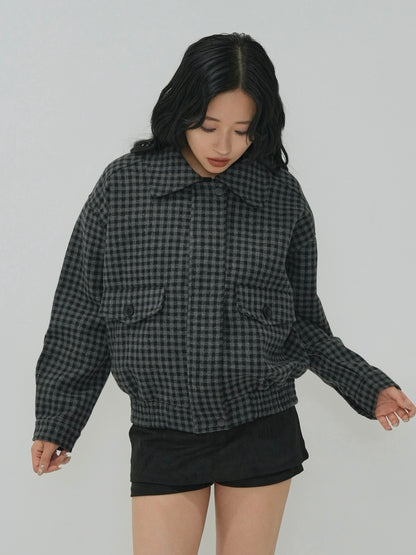 check pocket blouson