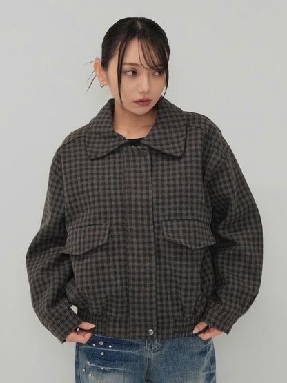 check pocket blouson