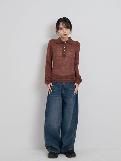 light sheer polo knit