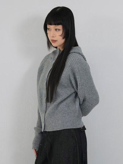 high-neck button knit cardigan