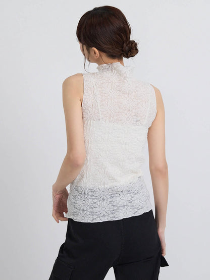 flower lace sleeveless top