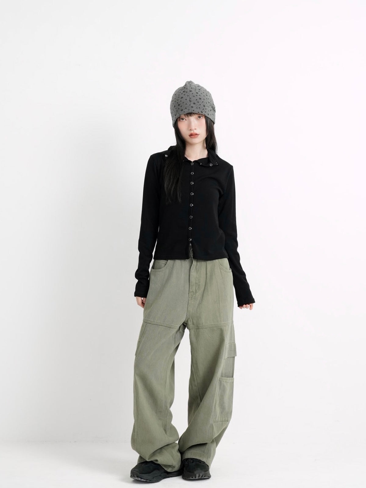 high neck fitted cardigan