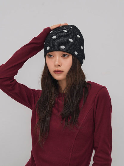 dot knit beanie