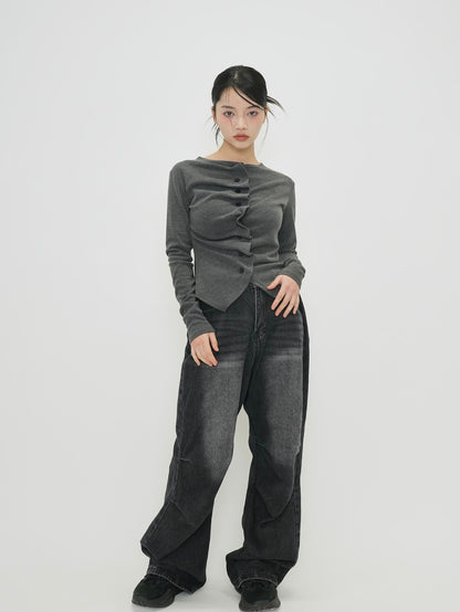 asymmetry frill blouse t