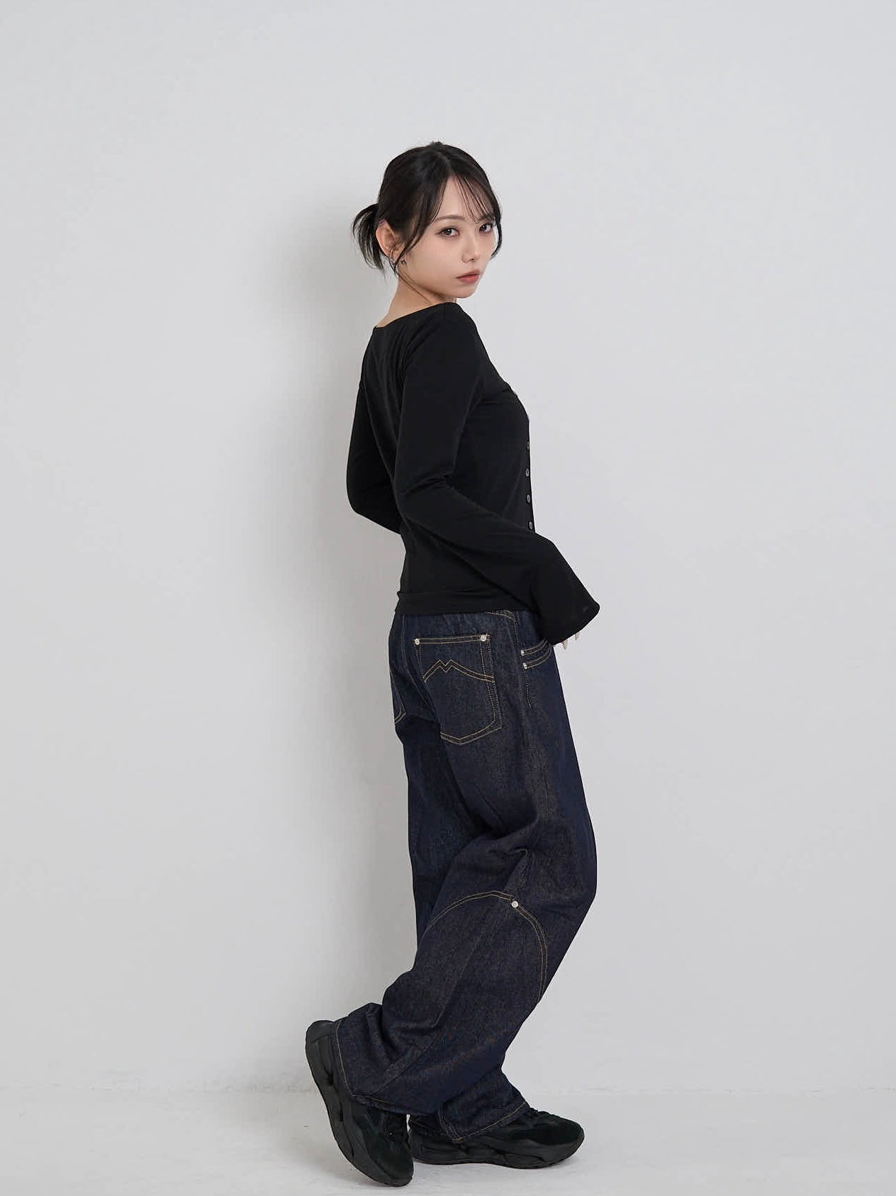 wide stitch denim pants