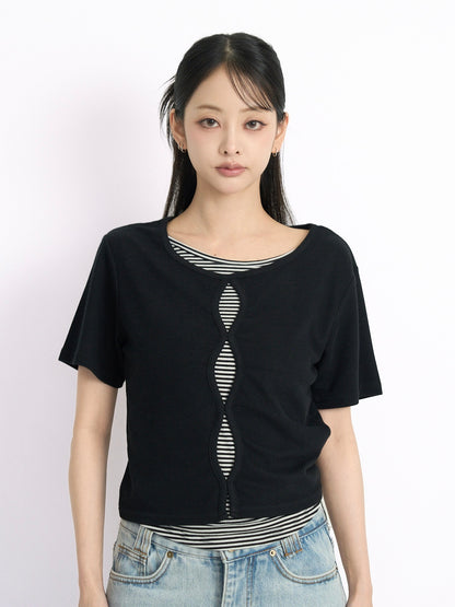 cut out stripe tops