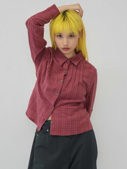 sleeve detail check shirt