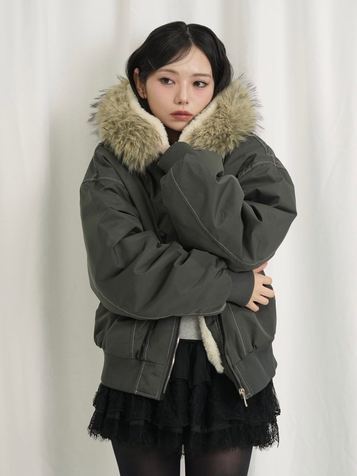 military fur hood jacket
