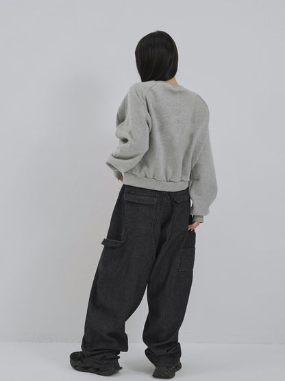 studs neck cropped sweat tops