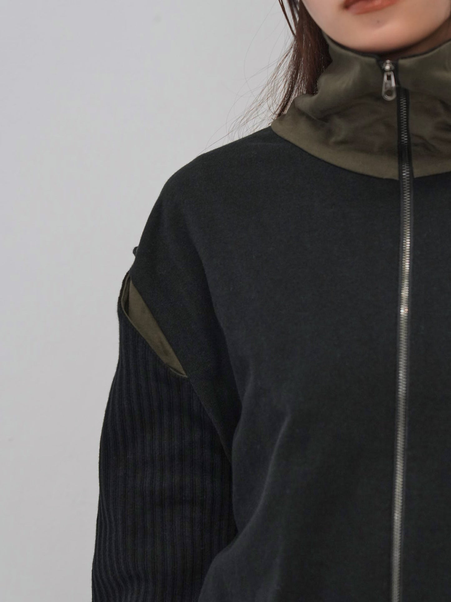 color block two way zip jacket