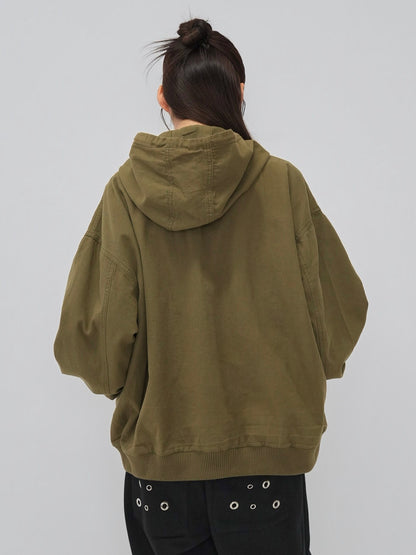 over pocket zip up hoodie