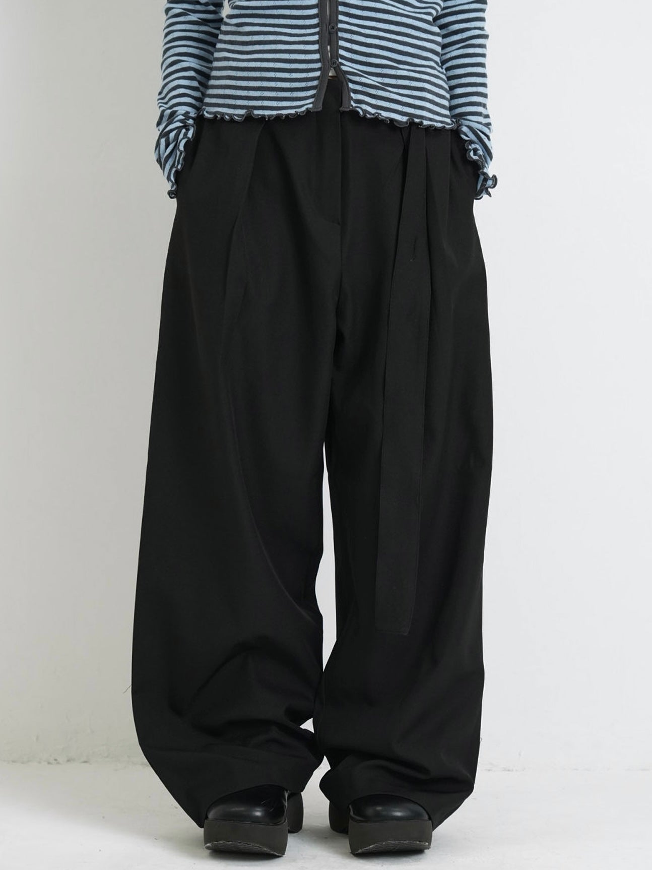 waist cord wide pants