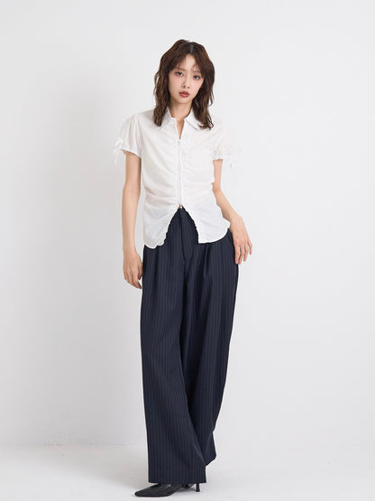 wide stripe tuck pants