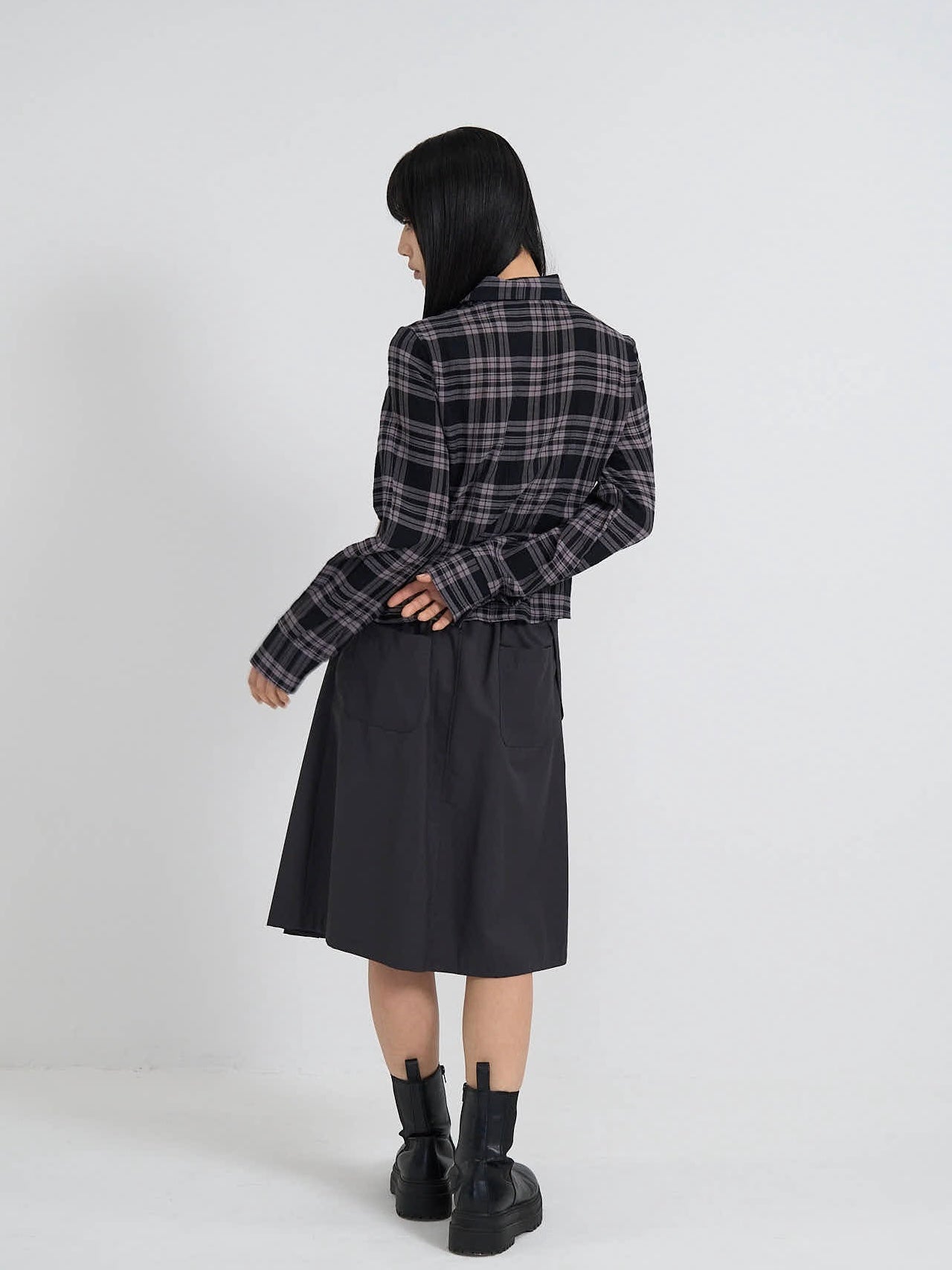 check frill blouse shirt