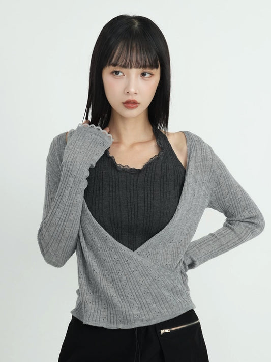 deep v neck cardigan