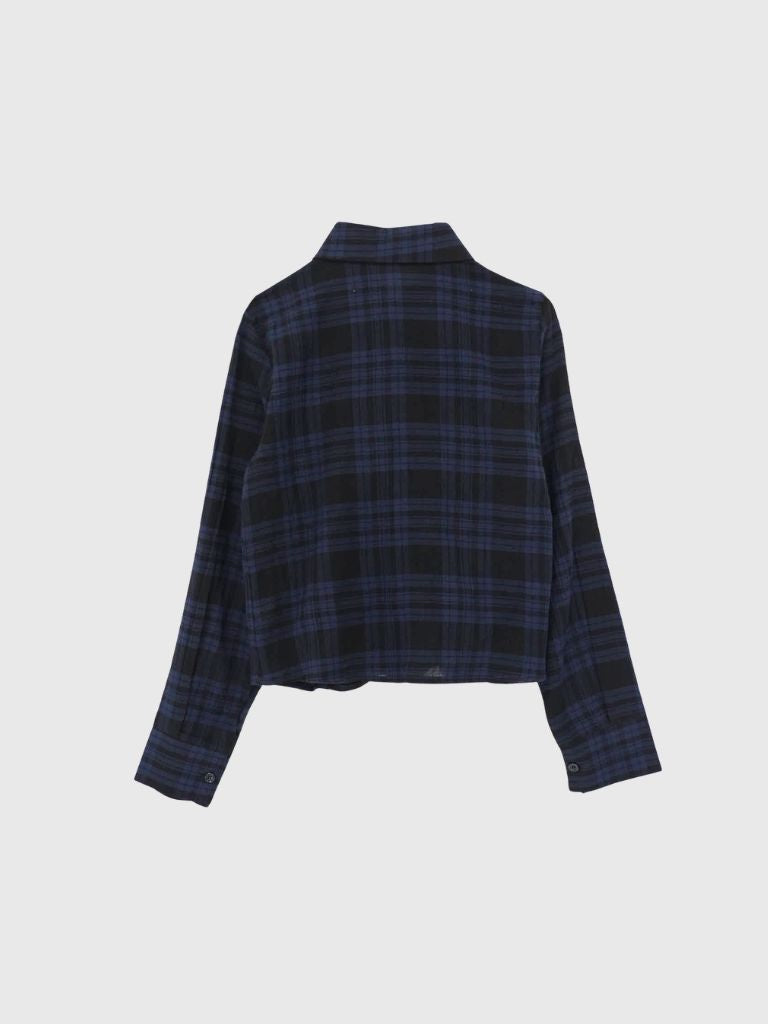 check frill blouse shirt