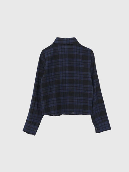 check frill blouse shirt