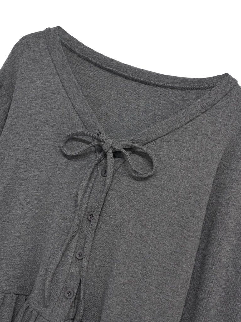frill front ribbon cardigan