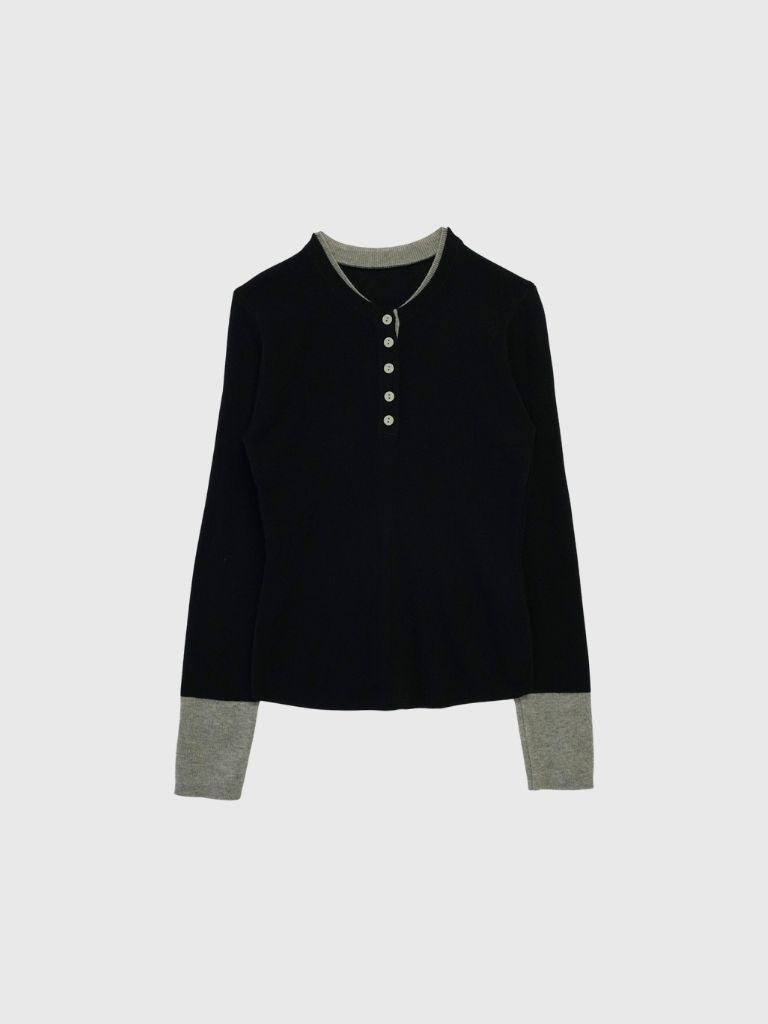 bicolor button round tops